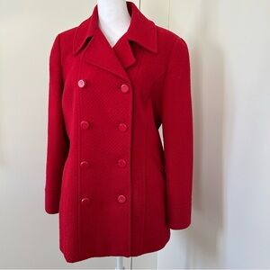 Women's Classic Wool Pea Coat Red